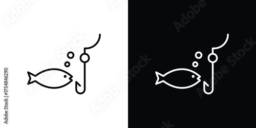 Fishing icon - Line Style. symbol template design
