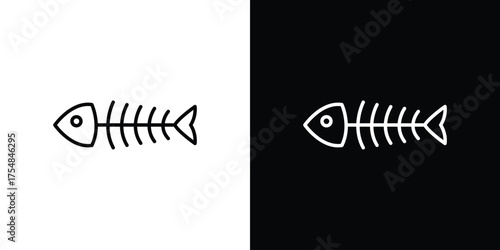 Fishbone icon - Line Style. symbol template design