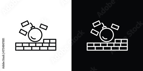 Demolition icon - Line Style. symbol template design