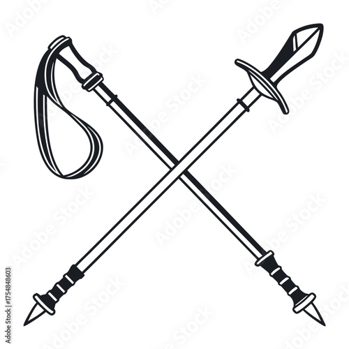 Crossed ski poles for winter sports theme