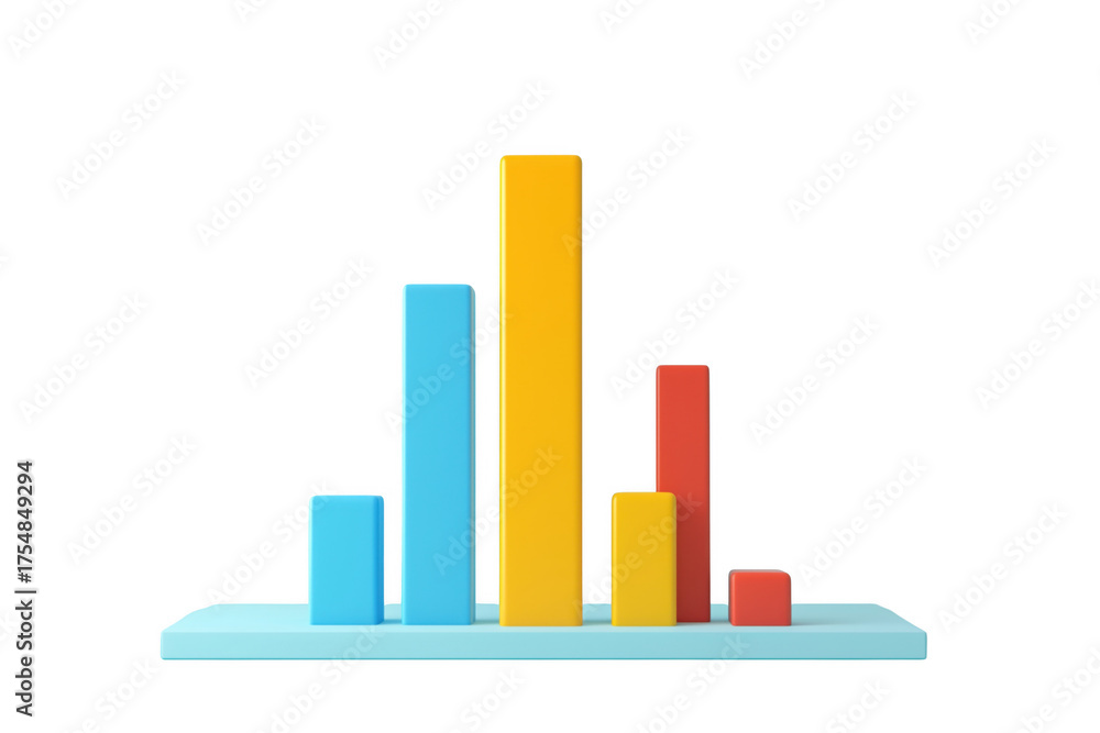 Fototapeta premium Colorful bar chart growth analysis isolated on a transparent background