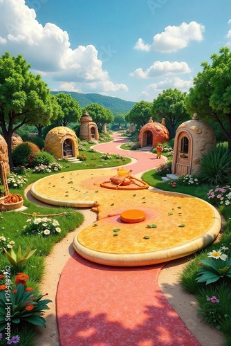 Whimsical Pancake Park Family Fun with Edible-Themed Play Structures and Syrup Pathways