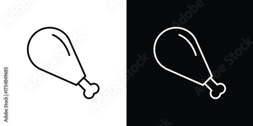 Chicken leg icon - Line Style. symbol template design