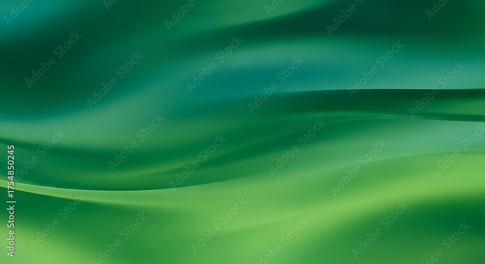 Obraz premium Abstract green background with flowing waves, creating a serene and organic feel, perfect for naturethemed designs and calming visuals