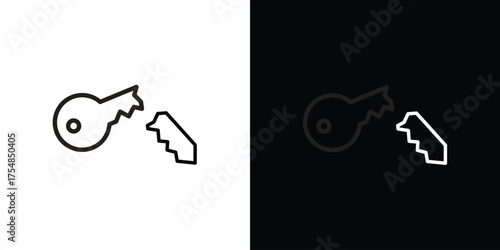 Broken key icon - Line Style. symbol template design