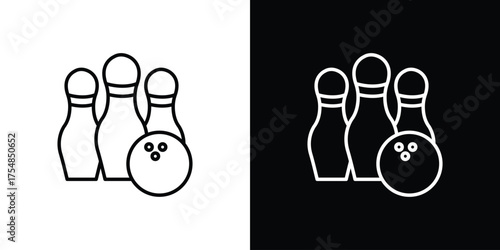 Bowling icon - Line Style. symbol template design