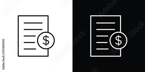 Bill paid icon - Line Style. symbol template design