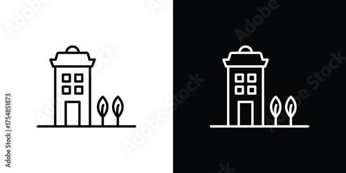 Apartment icon - Line Style. symbol template design