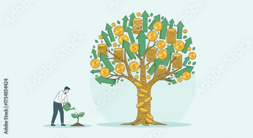 Growing Investment Nurturing Financial Growth and Prosperity with a Money Tree