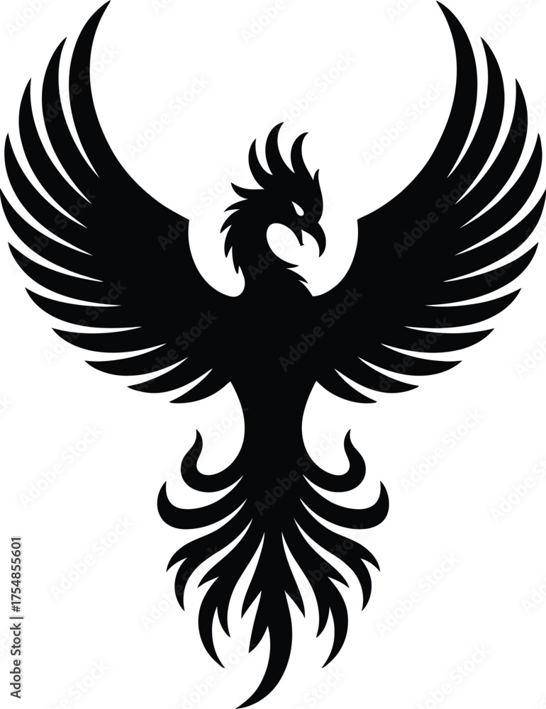 Fototapeta premium Majestic phoenix in flight with wings spread silhouette banner