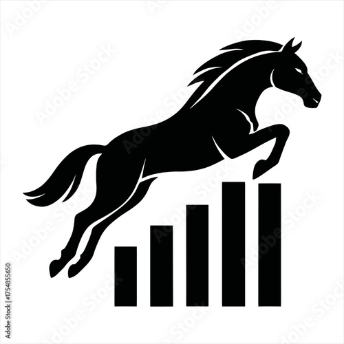 Jumping Horse with Growth Chart Bars Icon