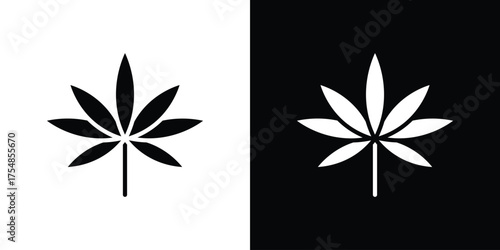 Weed icon. Black and white simple flat design icon