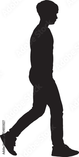 vector, silhouette of a side view of teen walking