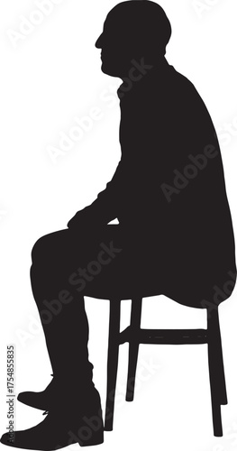 vector, silhouette of side view of a man standing dressed in shoes an blazer,arms crossed