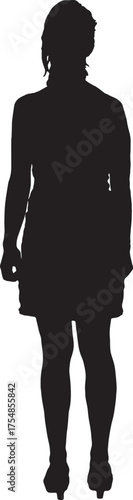 vector,  silhouette of a back view woman with skirt standing