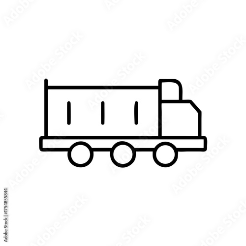 Simple outline of a delivery truck on a white background, concept of icons  