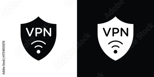 Vpn icon. Black and white simple flat design icon