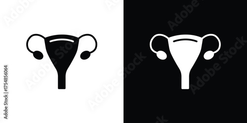Uterus icon. Black and white simple flat design icon