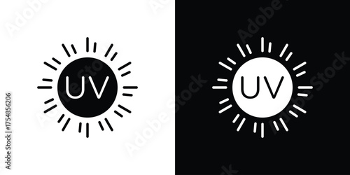 UV icon. Black and white simple flat design icon