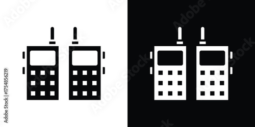 Two way radio icon. Black and white simple flat design icon