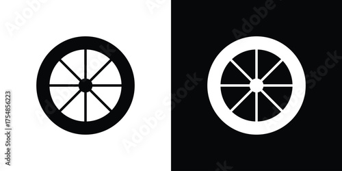 Tyre icon. Black and white simple flat design icon