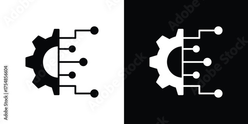 Technology icon. Black and white simple flat design icon