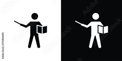 Teaching icon. Black and white simple flat design icon