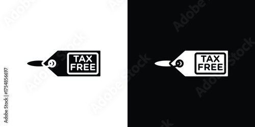 Tax free icon. Black and white simple flat design icon
