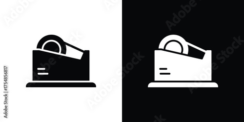 Tape dispenser icon. Black and white simple flat design icon