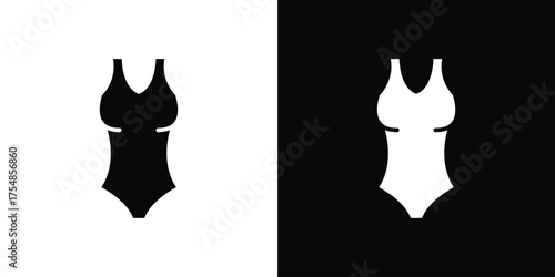 Swimsuit icon. Black and white simple flat design icon