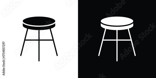 Stool icon. Black and white simple flat design icon