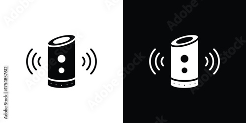 Smart speaker icon. Black and white simple flat design icon