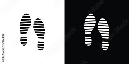 Shoe print icon. Black and white simple flat design icon