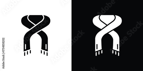 Scarf icon. Black and white simple flat design icon
