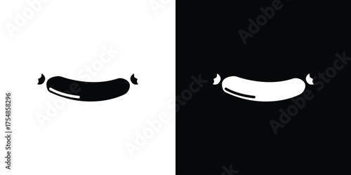 Sausage icon. Black and white simple flat design icon
