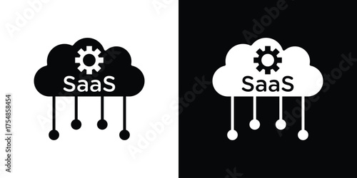 SaaS icon. Black and white simple flat design icon