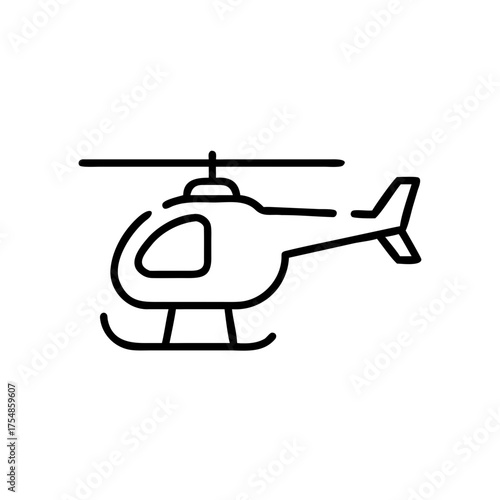 Helicopter icon in minimalist design with clean lines  
