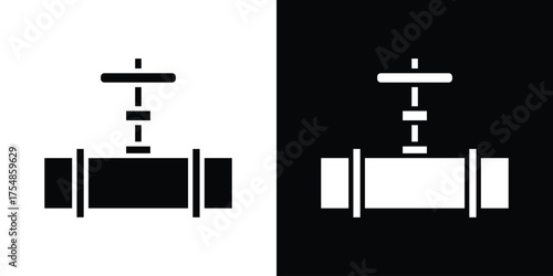 Pipe valve icon. Black and white simple flat design icon