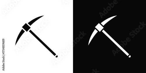 Pick axe icon. Black and white simple flat design icon
