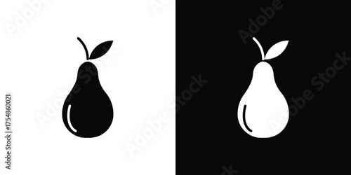 Pear icon. Black and white simple flat design icon
