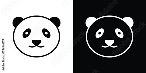 Panda icon. Black and white simple flat design icon