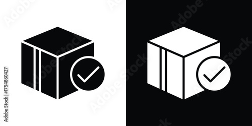 Order receive icon. Black and white simple flat design icon