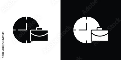 Office time icon. Black and white simple flat design icon
