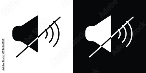 Mute sound icon. Black and white simple flat design icon