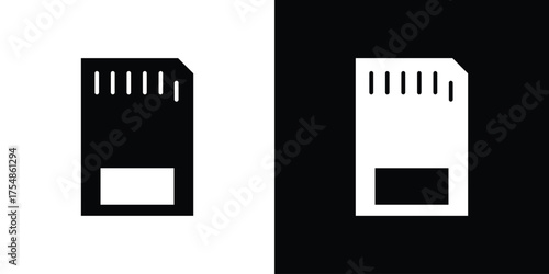Memory card icon. Black and white simple flat design icon