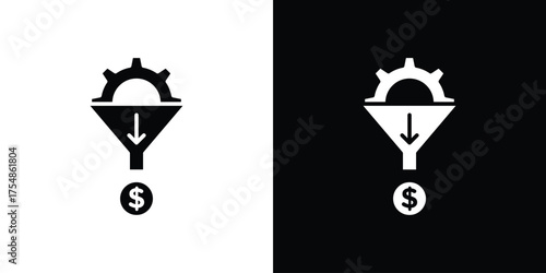 Lead generation icon. Black and white simple flat design icon