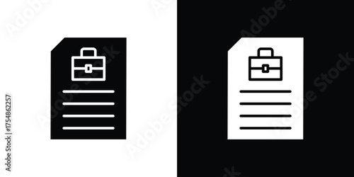 Job description icon. Black and white simple flat design icon