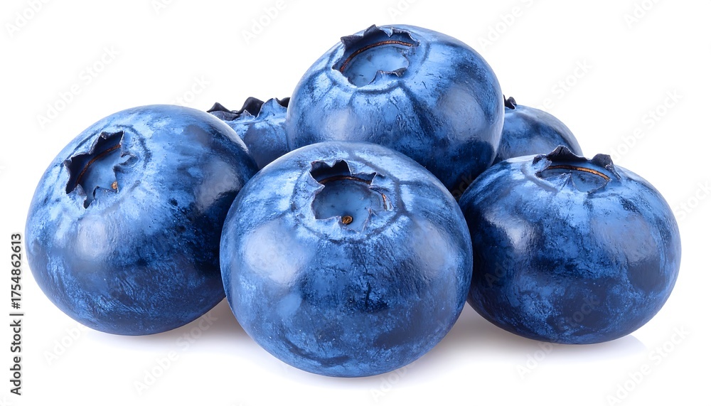 Obraz premium A close-up shot of several plump, dark-blue berries, seemingly piled up on a white backdrop, showcasing their textures