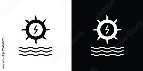 Hydro power icon. Black and white simple flat design icon