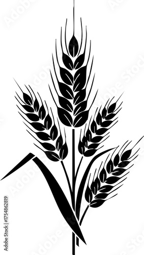 Tableau sur toile Elegant black and white wheat stalks design symbolizing harvest, growth, and nat